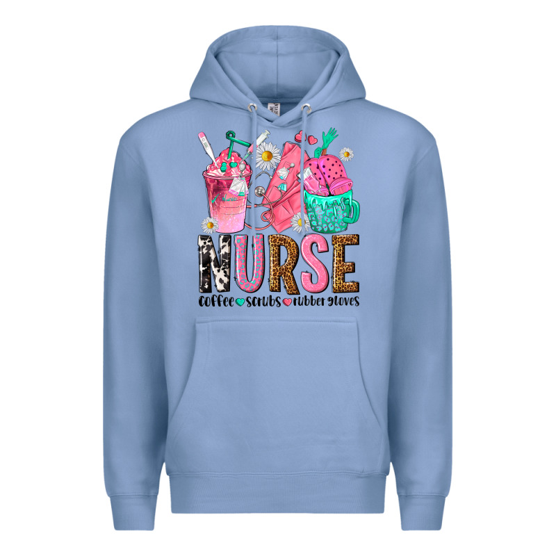 Nurse Coffee Scrubs Rubber Gloves Premium Hoodie by texasbilliewilder | Teevron