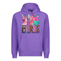 Purple nurse coffee scrubs rubber gloves Premium Hoodie - texasbilliewilder