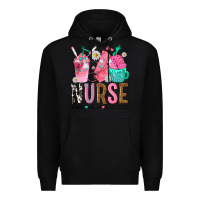 Black nurse coffee scrubs rubber gloves Premium Hoodie - texasbilliewilder