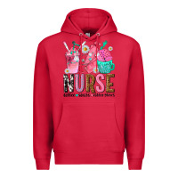 Cardinal nurse coffee scrubs rubber gloves Premium Hoodie - texasbilliewilder