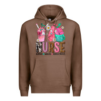 Chestnut nurse coffee scrubs rubber gloves Premium Hoodie - texasbilliewilder