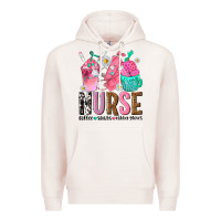 Pale Pink nurse coffee scrubs rubber gloves Premium Hoodie - texasbilliewilder