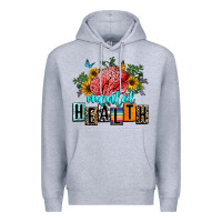 Heather Grey mental health Premium Hoodie - texasbilliewilder