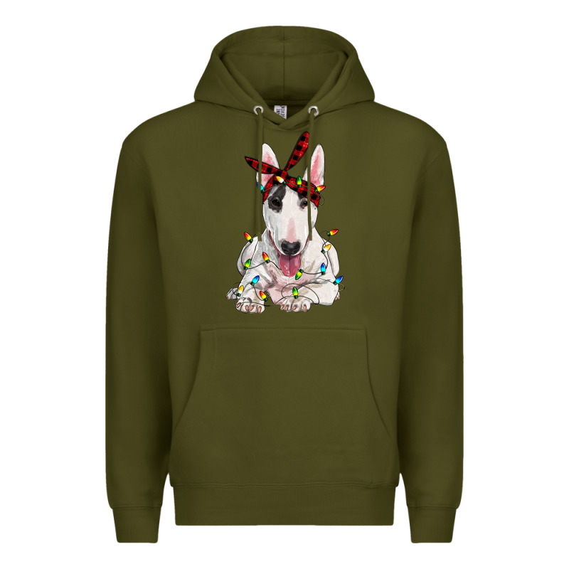 Bull Terrier With Christmas Lights Premium Hoodie by RanaPortraitStore | Teevron