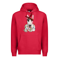 Cardinal bull terrier with christmas lights Premium Hoodie - RanaPortraitStore
