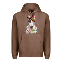 Chestnut bull terrier with christmas lights Premium Hoodie - RanaPortraitStore