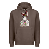 Coffee bull terrier with christmas lights Premium Hoodie - RanaPortraitStore