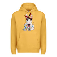 Mustard bull terrier with christmas lights Premium Hoodie - RanaPortraitStore