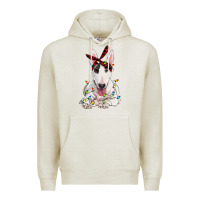 Oatmeal Heather bull terrier with christmas lights Premium Hoodie - RanaPortraitStore