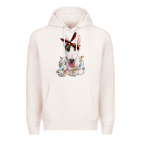 Pale Pink bull terrier with christmas lights Premium Hoodie - RanaPortraitStore