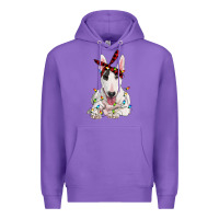 Purple bull terrier with christmas lights Premium Hoodie - RanaPortraitStore