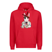 Red bull terrier with christmas lights Premium Hoodie - RanaPortraitStore