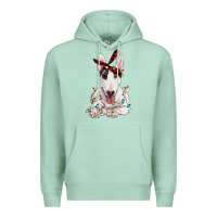 Seafoam bull terrier with christmas lights Premium Hoodie - RanaPortraitStore