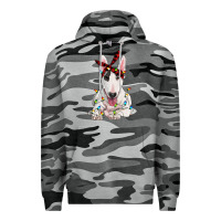 Slate Camo bull terrier with christmas lights Premium Hoodie - RanaPortraitStore