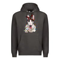Smoke bull terrier with christmas lights Premium Hoodie - RanaPortraitStore