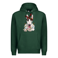 Sports Green bull terrier with christmas lights Premium Hoodie - RanaPortraitStore