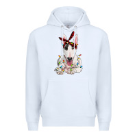 White bull terrier with christmas lights Premium Hoodie - RanaPortraitStore