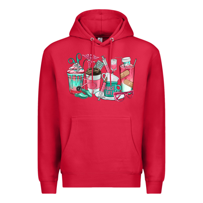 Nurse Coffee Cups Premium Hoodie by texasbilliewilder | Teevron