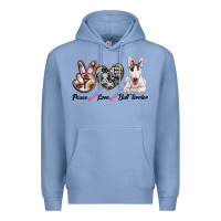 Colony Blue peace love bull terrier Premium Hoodie - RanaPortraitStore