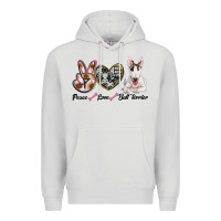 Dove Grey peace love bull terrier Premium Hoodie - RanaPortraitStore