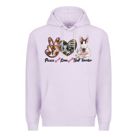 Lilac peace love bull terrier Premium Hoodie - RanaPortraitStore