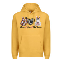 Mustard peace love bull terrier Premium Hoodie - RanaPortraitStore