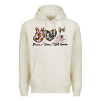 Oatmeal Heather peace love bull terrier Premium Hoodie - RanaPortraitStore