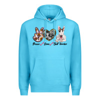 Ocean Blue peace love bull terrier Premium Hoodie - RanaPortraitStore