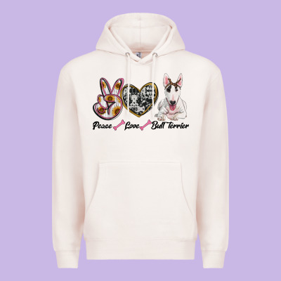 Peace Love Bull Terrier Premium Hoodie Designed By Ranaportraitstore