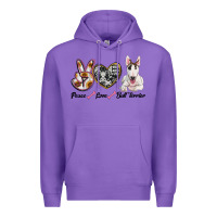 Purple peace love bull terrier Premium Hoodie - RanaPortraitStore