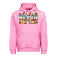 Fuchsia Pink the beach is my happy place Urban Hoodie - texasbilliewilder