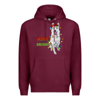 Burgundy merry and bright white shepherd Premium Hoodie - RanaPortraitStore