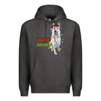 Charcoal Heather merry and bright white shepherd Premium Hoodie - RanaPortraitStore