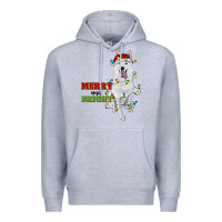 Heather Grey merry and bright white shepherd Premium Hoodie - RanaPortraitStore