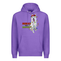 Purple merry and bright white shepherd Premium Hoodie - RanaPortraitStore