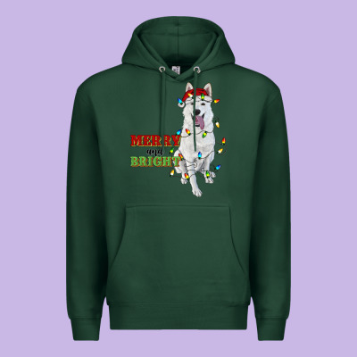 Merry And Bright White Shepherd Premium Hoodie Designed By Ranaportraitstore
