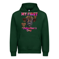 Forest Green my first valentine's day highland calf Urban Hoodie - RanaPortraitStore