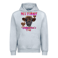 Heather Grey my first valentine's day highland calf Urban Hoodie - RanaPortraitStore