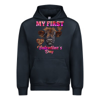 Navy my first valentine's day highland calf Urban Hoodie - RanaPortraitStore