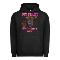 Pigment Black my first valentine's day highland calf Urban Hoodie - RanaPortraitStore