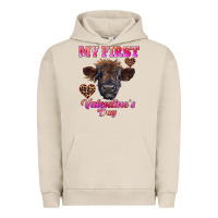 Pigment French Oak my first valentine's day highland calf Urban Hoodie - RanaPortraitStore