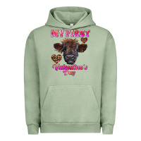 Pigment Oil Green my first valentine's day highland calf Urban Hoodie - RanaPortraitStore