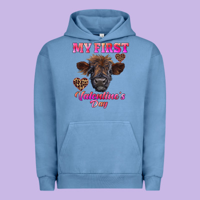 My First Valentine's Day Highland Calf Urban Hoodie Designed By Ranaportraitstore