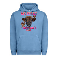 Pigment Pebble Blue my first valentine's day highland calf Urban Hoodie - RanaPortraitStore
