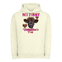 Pigment Pistachio my first valentine's day highland calf Urban Hoodie - RanaPortraitStore