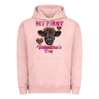 Pigment Salmon my first valentine's day highland calf Urban Hoodie - RanaPortraitStore