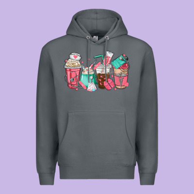 Nurse Coffee Cups Premium Hoodie Designed By Texasbilliewilder