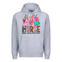 Heather Grey nurse coffee scrubs rubber gloves Premium Hoodie - texasbilliewilder