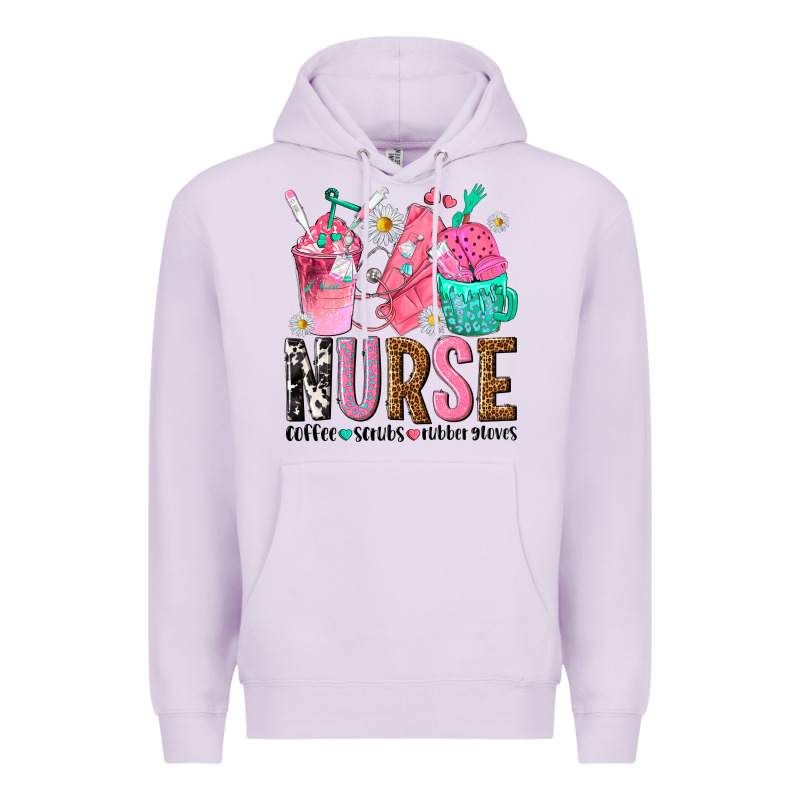 Nurse Coffee Scrubs Rubber Gloves Premium Hoodie by texasbilliewilder | Teevron