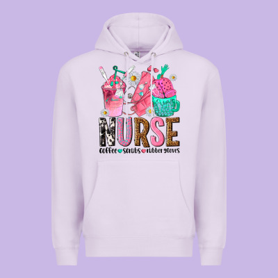 Nurse Coffee Scrubs Rubber Gloves Premium Hoodie Designed By Texasbilliewilder